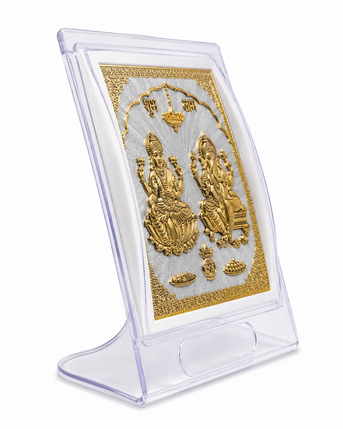 Divine Laxmi Ganesh Acrylic Frame Stand – Auspicious Housewarming Gift